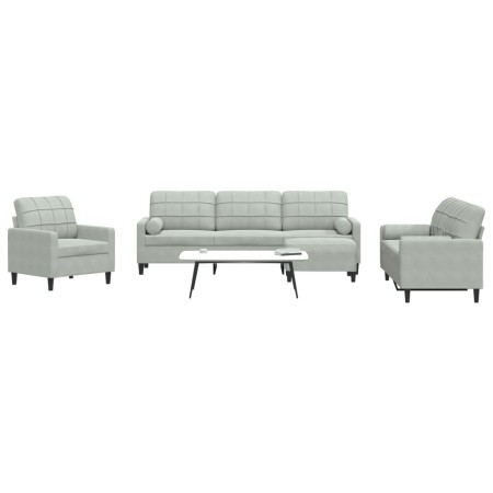 Juego de sofás con cojines 4 piezas terciopelo gris claro de , Sofás - Ref: Foro24-3278461, Precio: 681,82 €, Descuento: %