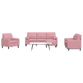 Juego de sofás con cojines 4 piezas terciopelo rosa de , Sofás - Ref: Foro24-3278384, Precio: 796,85 €, Descuento: %