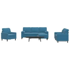 Juego de sofás con cojines 4 piezas terciopelo azul de , Sofás - Ref: Foro24-3278390, Precio: 772,98 €, Descuento: %