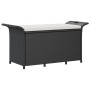 Banco de jardín con cojín ratán sintético negro 116x46x57 cm de , Bancos de jardín - Ref: Foro24-363420, Precio: 129,91 €, De...