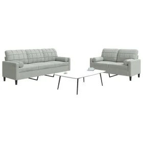 Juego de sofás con cojines 2 piezas terciopelo gris claro de , Sofás - Ref: Foro24-3278411, Precio: 482,55 €, Descuento: %