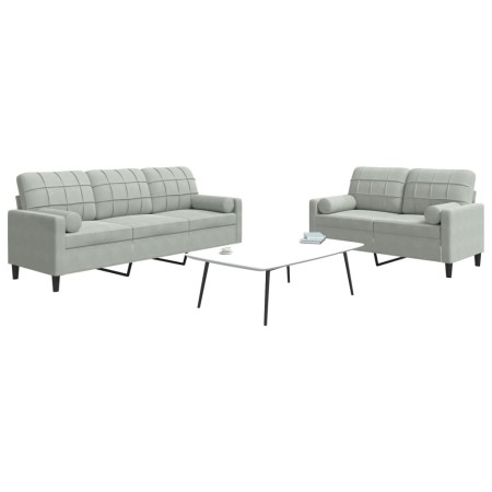 Juego de sofás con cojines 2 piezas terciopelo gris claro de , Sofás - Ref: Foro24-3278411, Precio: 473,36 €, Descuento: %