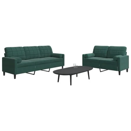 Juego de sofás con cojines 2 piezas terciopelo verde oscuro de , Sofás - Ref: Foro24-3278413, Precio: 585,74 €, Descuento: %