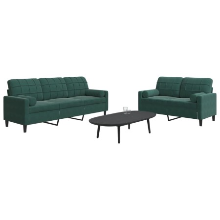 Juego de sofás con cojines 2 piezas terciopelo verde oscuro de , Sofás - Ref: Foro24-3278413, Precio: 596,77 €, Descuento: %