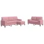 Dreiteiliges Sofaset mit rosa Samtkissen. von , Sofas - Ref: Foro24-3278424, Preis: 621,92 €, Rabatt: %