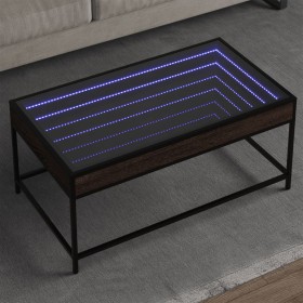 Mesa de centro con Infinity LED marrón roble 90x50x41 cm de , Mesas de centro - Ref: Foro24-847691, Precio: 119,06 €, Descuen...