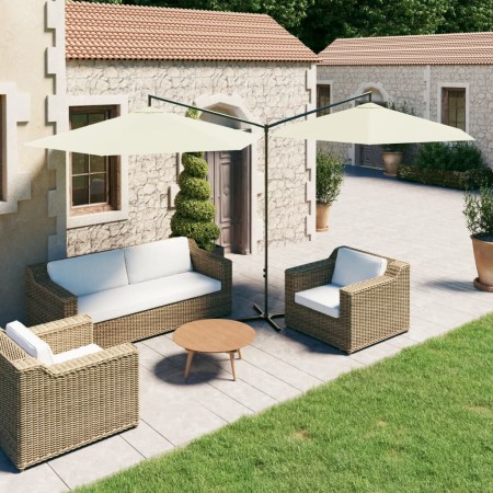 Sombrilla doble con palo de acero color arena 600 cm de vidaXL, Sombrillas - Ref: Foro24-312563, Precio: 162,43 €, Descuento: %