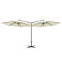Sombrilla doble con palo de acero color arena 600 cm de vidaXL, Sombrillas - Ref: Foro24-312563, Precio: 162,43 €, Descuento: %