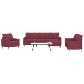 Juego de sofás con reposapiés 4 piezas tela rojo tinto de , Sofás - Ref: Foro24-3278301, Precio: 706,17 €, Descuento: %