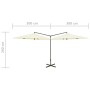 Sombrilla doble con palo de acero color arena 600 cm de vidaXL, Sombrillas - Ref: Foro24-312563, Precio: 162,43 €, Descuento: %