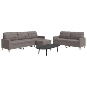 Juego de sofás con reposapiés 3 piezas tela gris taupé de , Sofás - Ref: Foro24-3278334, Precio: 563,52 €, Descuento: %