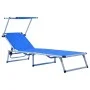 Tumbonas plegables con techo 2 uds aluminio y textilene azul de vidaXL, Tumbonas - Ref: Foro24-312457, Precio: 183,79 €, Desc...
