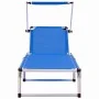 Folding sun loungers with canopy, 2 units, aluminum and blue textilene. by vidaXL, Loungers - Ref: Foro24-312457, Price: 183,...