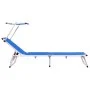 Folding sun loungers with canopy, 2 units, aluminum and blue textilene. by vidaXL, Loungers - Ref: Foro24-312457, Price: 183,...