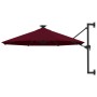 Sombrilla de pared con LEDs y poste de metal 300 cm burdeos de vidaXL, Sombrillas - Ref: Foro24-312526, Precio: 148,68 €, Des...