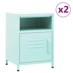 Mesitas de noche 2 uds acero verde menta 35x35x51 cm de , Mesitas de noche - Ref: Foro24-3095219, Precio: 140,63 €, Descuento: %
