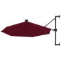 Sombrilla de pared con LEDs y poste de metal 300 cm burdeos de vidaXL, Sombrillas - Ref: Foro24-312526, Precio: 148,68 €, Des...