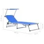 Folding sun loungers with canopy, 2 units, aluminum and blue textilene. by vidaXL, Loungers - Ref: Foro24-312457, Price: 183,...