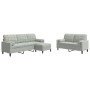 Juego de sofás con cojines 3 piezas terciopelo gris claro de , Sofás - Ref: Foro24-3278421, Precio: 516,03 €, Descuento: %