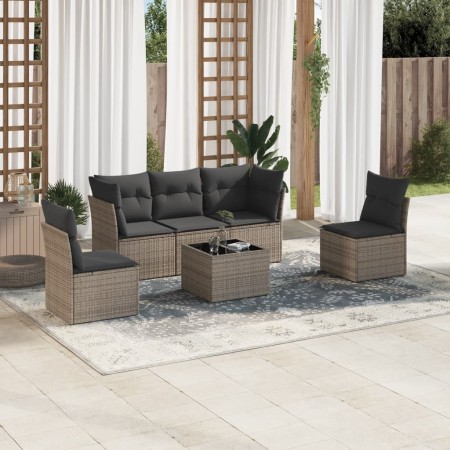 Set de muebles de jardín 6 pzas y cojines ratán sintético gris en Conjuntos de jardín | Comprar online en Foru.es