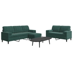 Juego de sofás con cojines 3 piezas terciopelo verde oscuro de , Sofás - Ref: Foro24-3278423, Precio: 649,58 €, Descuento: %