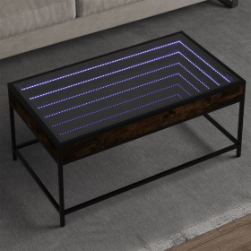 Mesa de centro con Infinity LED roble ahumado 90x50x41 cm de , Mesas de centro - Ref: Foro24-847689, Precio: 97,68 €, Descuen...