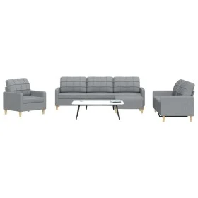 Juego de sofás con reposapiés 4 piezas tela gris claro de , Sofás - Ref: Foro24-3278295, Precio: 638,50 €, Descuento: %