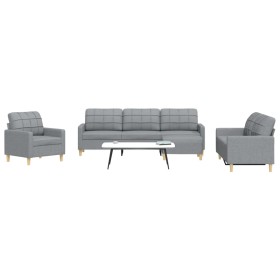Juego de sofás con reposapiés 4 piezas tela gris claro de , Sofás - Ref: Foro24-3278295, Precio: 647,16 €, Descuento: %