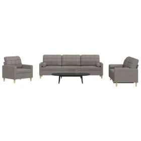 Juego de sofás con cojines 3 piezas tela gris taupé de , Sofás - Ref: Foro24-3278310, Precio: 700,18 €, Descuento: %
