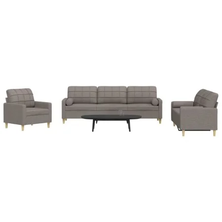 Juego de sofás con cojines 3 piezas tela gris taupé by , Sofas - Ref: Foro24-3278310, Price: 700,18 €, Discount: %