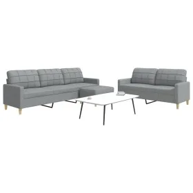 Juego de sofás con reposapiés 3 piezas tela gris claro de , Sofás - Ref: Foro24-3278327, Precio: 509,13 €, Descuento: %