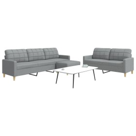 Juego de sofás con reposapiés 3 piezas tela gris claro de , Sofás - Ref: Foro24-3278327, Precio: 515,92 €, Descuento: %
