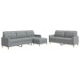 Juego de sofás con reposapiés 3 piezas tela gris claro de , Sofás - Ref: Foro24-3278327, Precio: 515,92 €, Descuento: %
