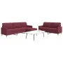 Juego de sofás con reposapiés 3 piezas tela rojo tinto de , Sofás - Ref: Foro24-3278333, Precio: 565,72 €, Descuento: %