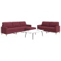Juego de sofás con reposapiés 3 piezas tela rojo tinto de , Sofás - Ref: Foro24-3278333, Precio: 574,83 €, Descuento: %