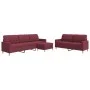 Juego de sofás con reposapiés 3 piezas tela rojo tinto de , Sofás - Ref: Foro24-3278333, Precio: 565,72 €, Descuento: %