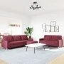 Juego de sofás con reposapiés 3 piezas tela rojo tinto de , Sofás - Ref: Foro24-3278333, Precio: 565,72 €, Descuento: %