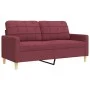 Juego de sofás con reposapiés 3 piezas tela rojo tinto de , Sofás - Ref: Foro24-3278333, Precio: 565,72 €, Descuento: %