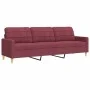 Juego de sofás con reposapiés 3 piezas tela rojo tinto de , Sofás - Ref: Foro24-3278333, Precio: 565,72 €, Descuento: %