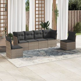 Set de muebles de jardín 6 pzas y cojines ratán sintético gris en Conjuntos de jardín | Comprar online en Foru.es