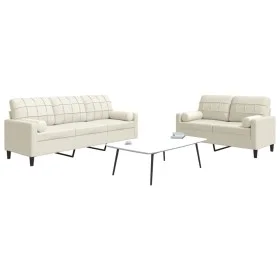 Juego de sofás con cojines 2 piezas terciopelo crema de , Sofás - Ref: Foro24-3278419, Precio: 570,36 €, Descuento: %