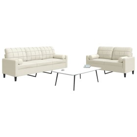Juego de sofás con cojines 2 piezas terciopelo crema de , Sofás - Ref: Foro24-3278419, Precio: 579,59 €, Descuento: %