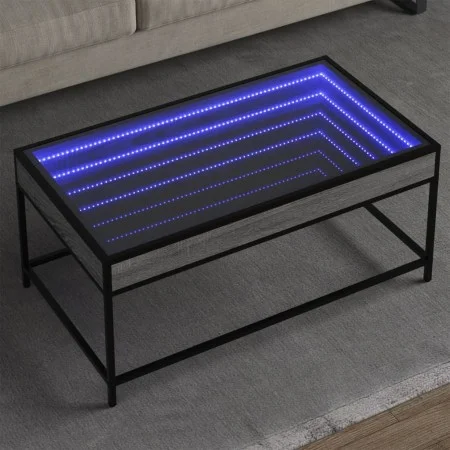 Mesa de centro con Infinity LED gris Sonoma 90x50x41 cm by , Coffee table - Ref: Foro24-847690, Price: 100,85 €, Discount: %