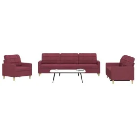 Juego de sofás 3 piezas tela rojo tinto de , Sofás - Ref: Foro24-3278293, Precio: 639,58 €, Descuento: %