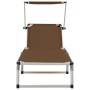 Tumbonas plegables con techo 2 uds aluminio y textilene marrón de vidaXL, Tumbonas - Ref: Foro24-312461, Precio: 186,56 €, De...