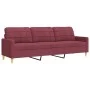 Juego de sofás 3 piezas tela rojo tinto de , Sofás - Ref: Foro24-3278293, Precio: 639,58 €, Descuento: %