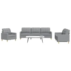 Juego de sofás 3 piezas tela gris claro de , Sofás - Ref: Foro24-3278287, Precio: 587,38 €, Descuento: %