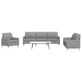 Juego de sofás 3 piezas tela gris claro de , Sofás - Ref: Foro24-3278287, Precio: 596,05 €, Descuento: %