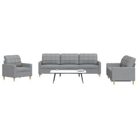 Juego de sofás 3 piezas tela gris claro de , Sofás - Ref: Foro24-3278287, Precio: 596,05 €, Descuento: %