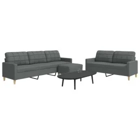 Juego de sofás con reposapiés 3 piezas tela gris oscuro de , Sofás - Ref: Foro24-3278328, Precio: 507,79 €, Descuento: %